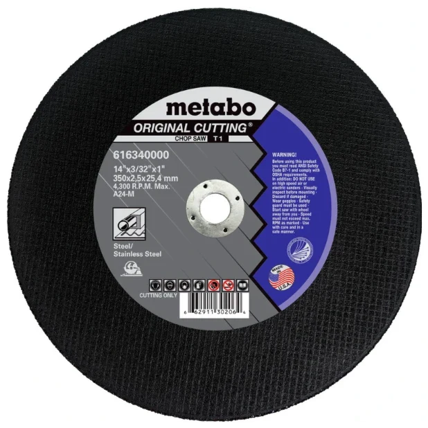 Metabo 616340000 ORIGINAL CUTTING 14" X 3/32" X 1" - TYPE 1 - A24M