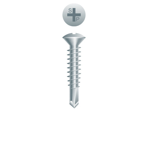 O90 - Strong-Point Phillips Oval Head, Zinc Plated, 8-18 x 1-1/2, #2 Point, Box of 5,000