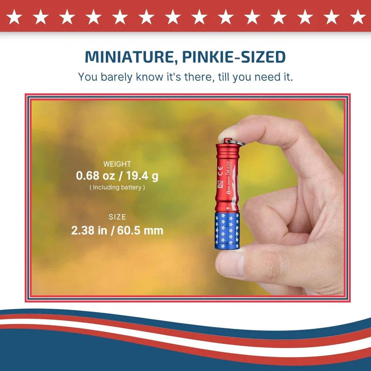OLIGHT I3ESTARSSTRIPES i3E EOS Keychain Flashlight - Stars & Stripes Edition