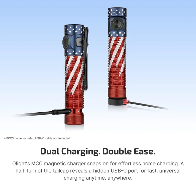 OLIGHT Baton 4 Pro Dual Switch High Lumen Compact EDC Flashlight - Stars & Stripes Edition