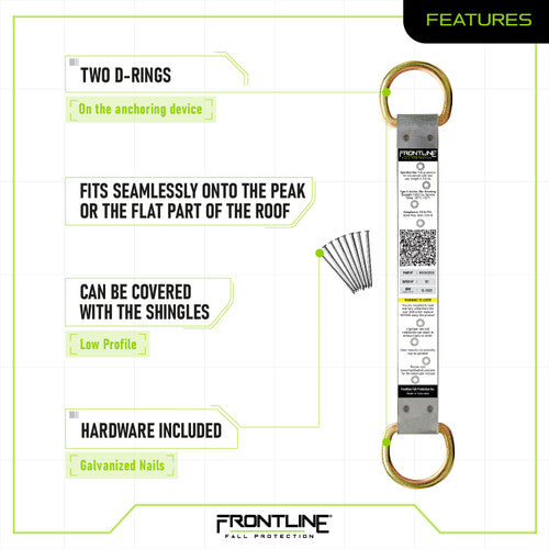 Frontline ROSU02SS Stainless Steel Permanent Use Roof Anchor (Double D-Ring)