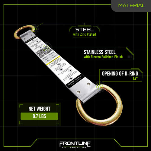 Frontline ROSU02SS Stainless Steel Permanent Use Roof Anchor (Double D-Ring)