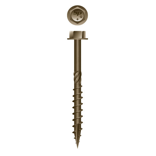 XH14060W - Strong Timber Unslotted Indented Hex Washer Head 1/4 x 6, Knurl, Type '17', WAR, Box of 500