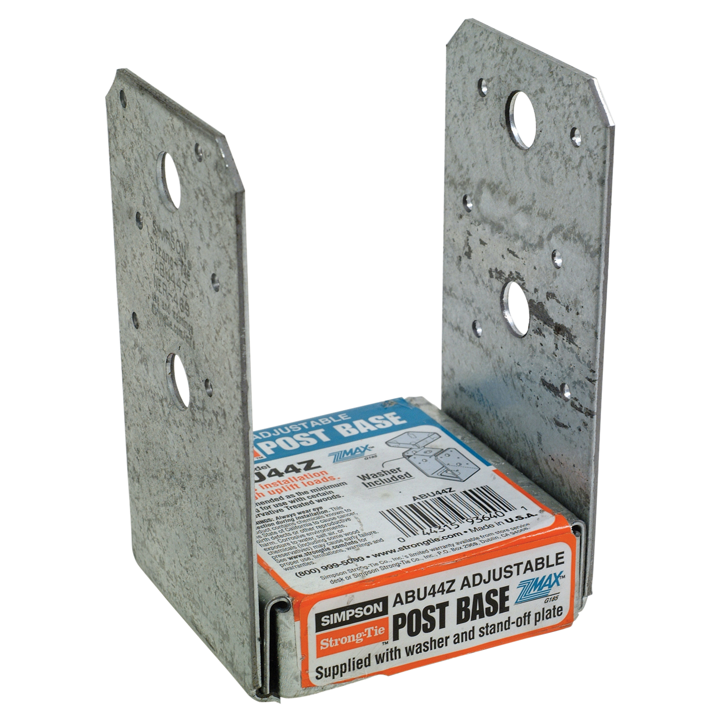 Simpson Strong-Tie ABU44Z ABU ZMAX® Galvanized Adjustable Standoff Post Base for 4x4 (Pack of 12)