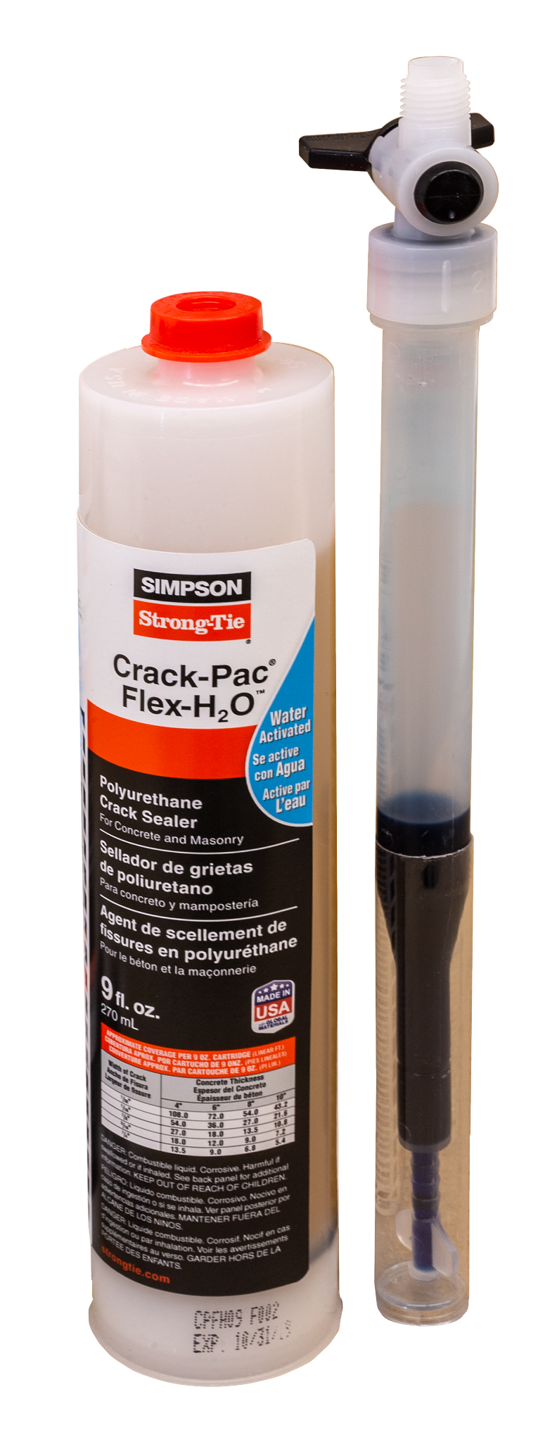 Simpson Strong-Tie CPFH09 Crack-Pac® Flex-H2O™ 9 oz. Polyurethane Crack Sealer Cartridge