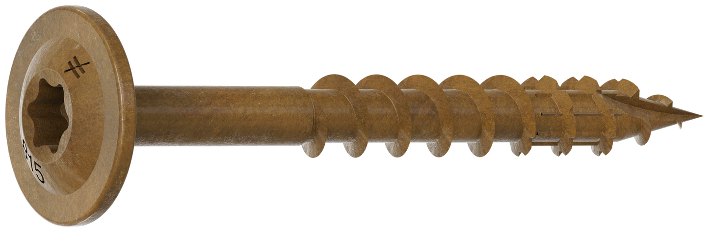 Simpson Strong-Tie CBT08112R300 Wafer-Head Construction Screw — #8 x 1-1/2 in. T20, Quik Guard®, Tan (300-Qty)
