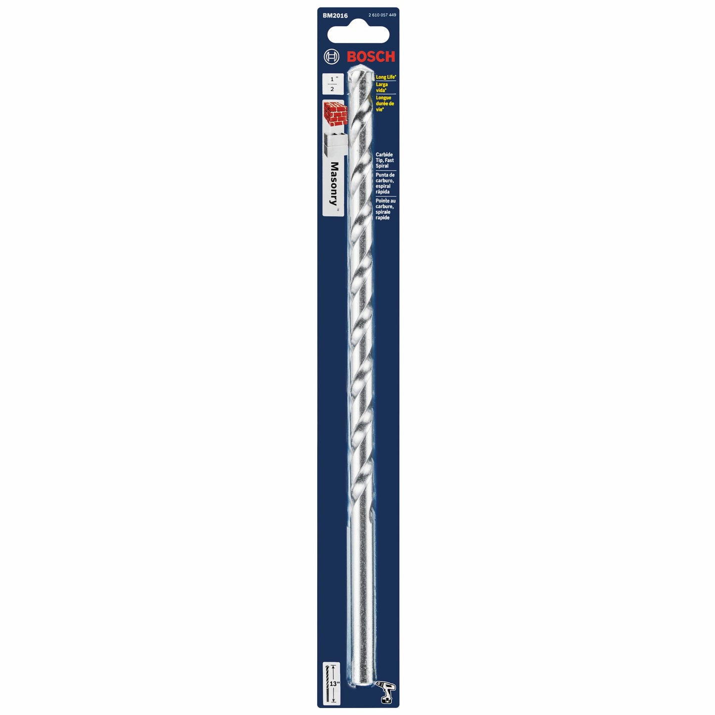 BOSCH BM2016 1/2 In. X 11 In. X 13 In. Fast Spiral Rotary Masonry Drill Bit