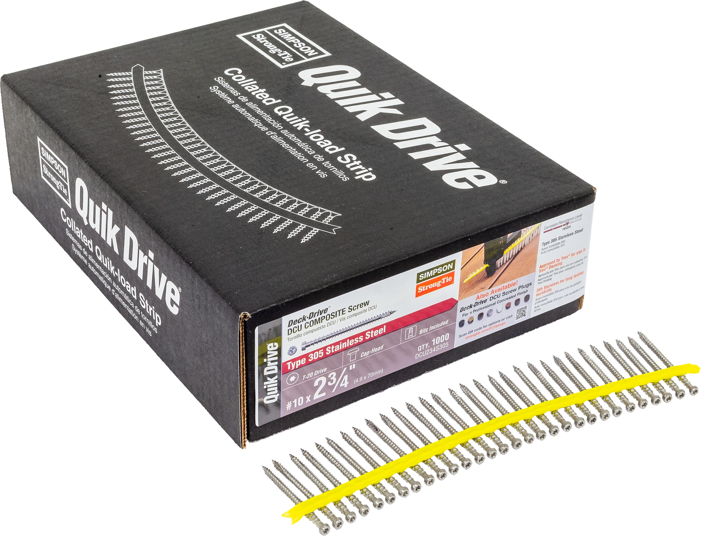 Simpson Strong-Tie DCU234S305 Deck-Drive™ DCU COMPOSITE Screw (Collated) — #10 x 2-3/4 in. Type 305 (1000-Qty)