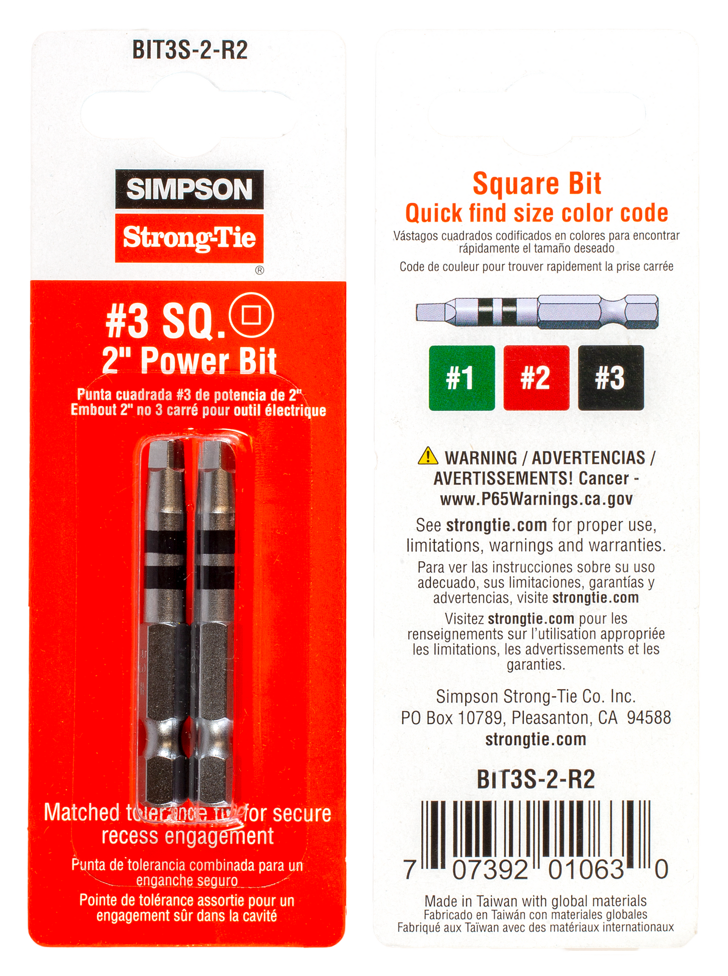Simpson Strong-Tie BIT3S-2-R2 #3 Square-Drive 2-in. Power Bit (2-Qty) (Pack of 7200)