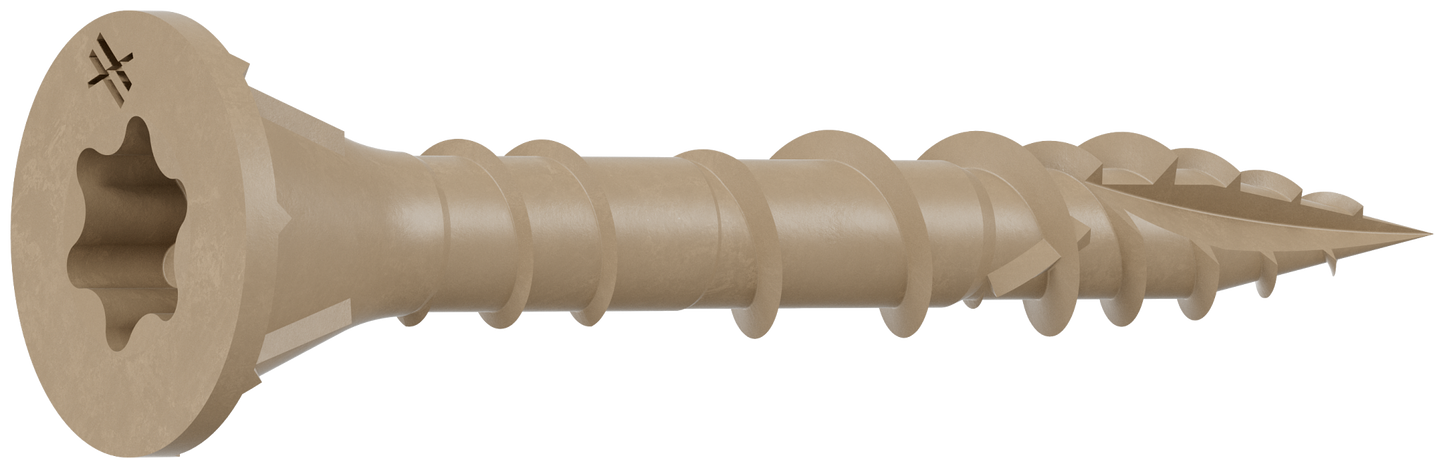 Simpson Strong-Tie DSVT114MB Deck-Drive™ DSV WOOD Screw — #8 x 1-1/4 in. T-25, Flat Head, Quik Guard®, Tan (1750-Qty) (Pack of 150)