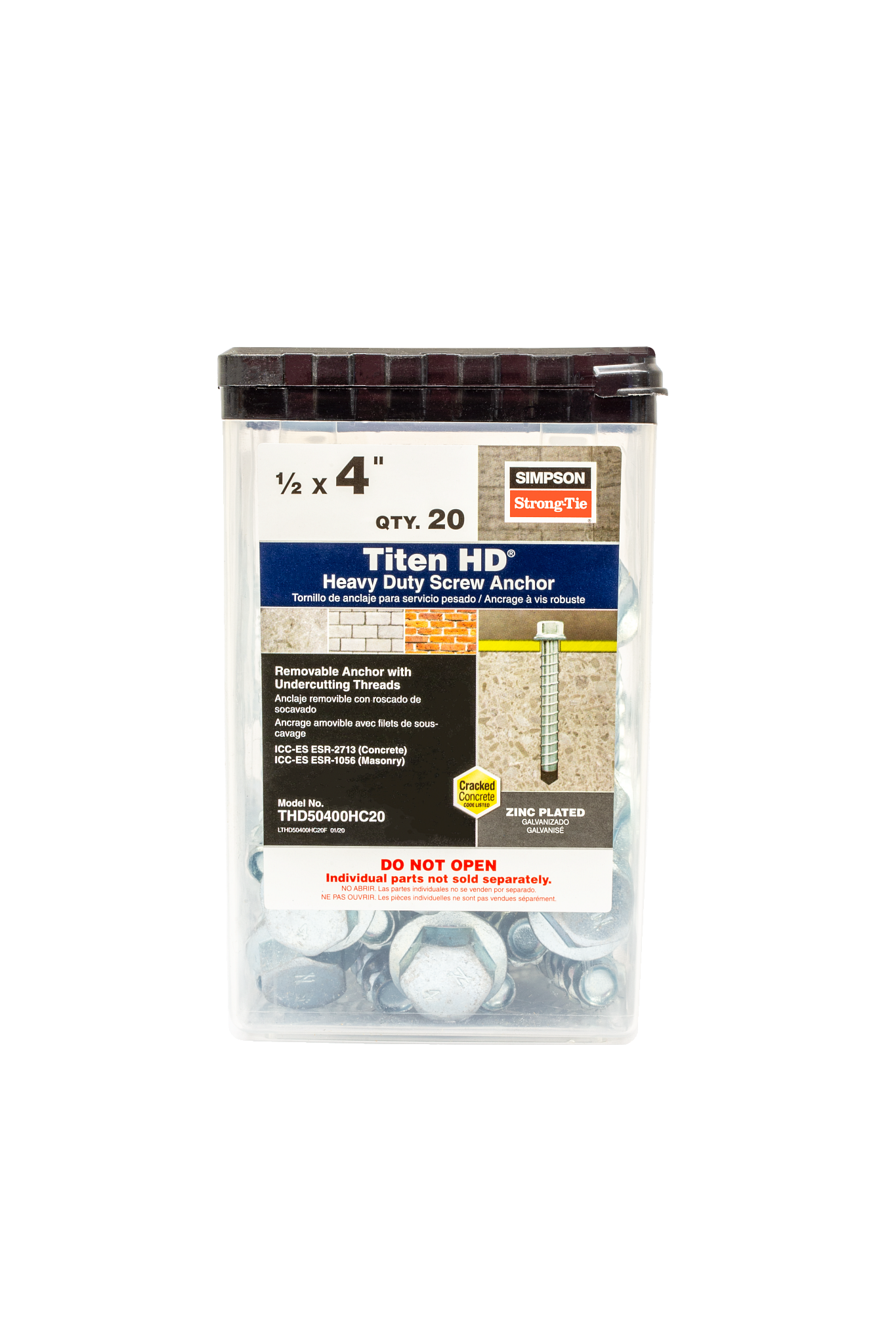 Simpson Strong-Tie THD50400H 1/2in x 4in Titen HD Heavy-Duty Screw Anchor (Pack of 20)
