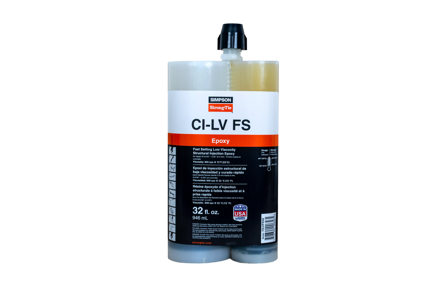 Simpson Strong-Tie CILVFS32 CI-LV FS™ Fast-Setting Low-Viscosity Structural Injection Epoxy (32 oz.)