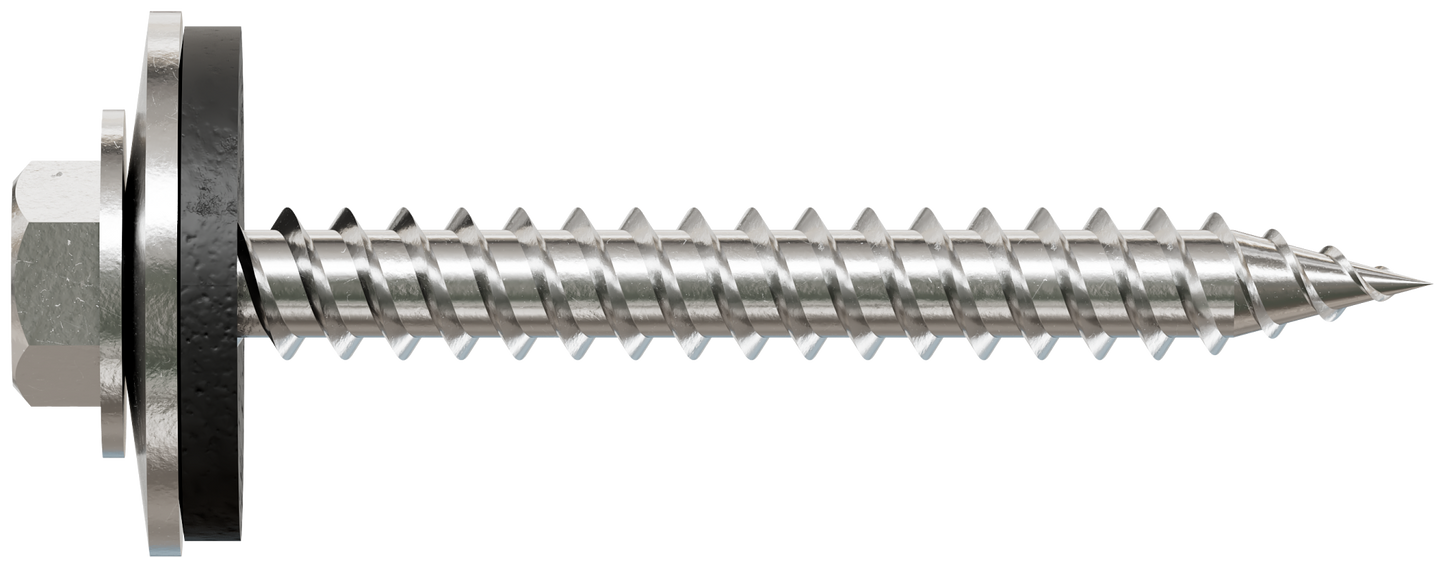Simpson Strong-Tie T09150HWAC Metal-Panel Screw with EPDM Washer — #9 x 1-1/2 in. Hex Head, Type 316 (100-Qty) (Pack of 600)