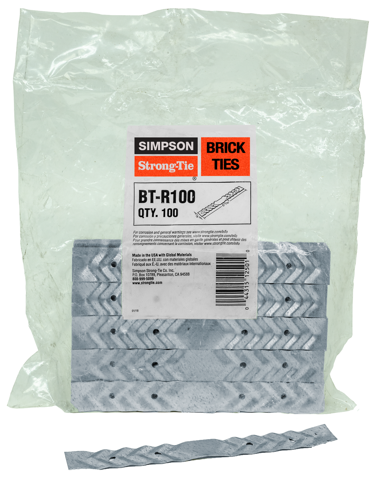 Simpson Strong-Tie BT-R100 BT 22-Gauge Galvanized Brick Tie (100-Qty)