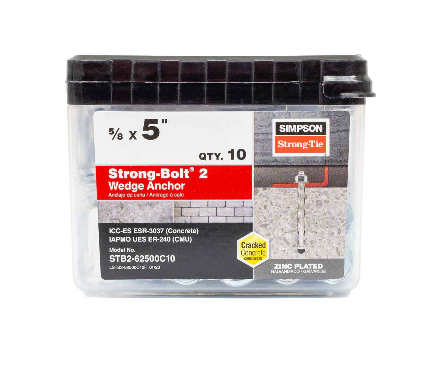 Simpson Strong-Tie STB2-62500C10 Strong-Bolt® 2 — 5/8 in. x 5 in. Wedge Anchor (10-Qty) (Pack of 528)