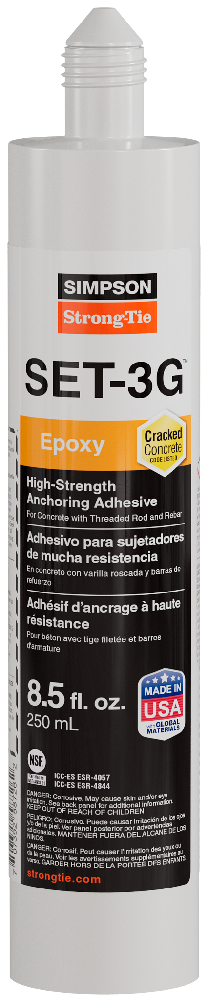 Simpson Strong-Tie SET3G10 SET-3G® 8.5 oz. High-Strength Epoxy Adhesive w/ 1 Nozzle and Extension (Pack of 900)