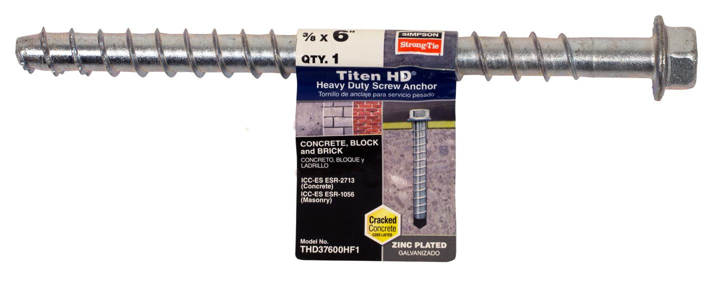 Simpson Strong-Tie THD37600HF1 Titen HD® 3/8 in. x 6 in. Heavy-Duty Screw Anchor