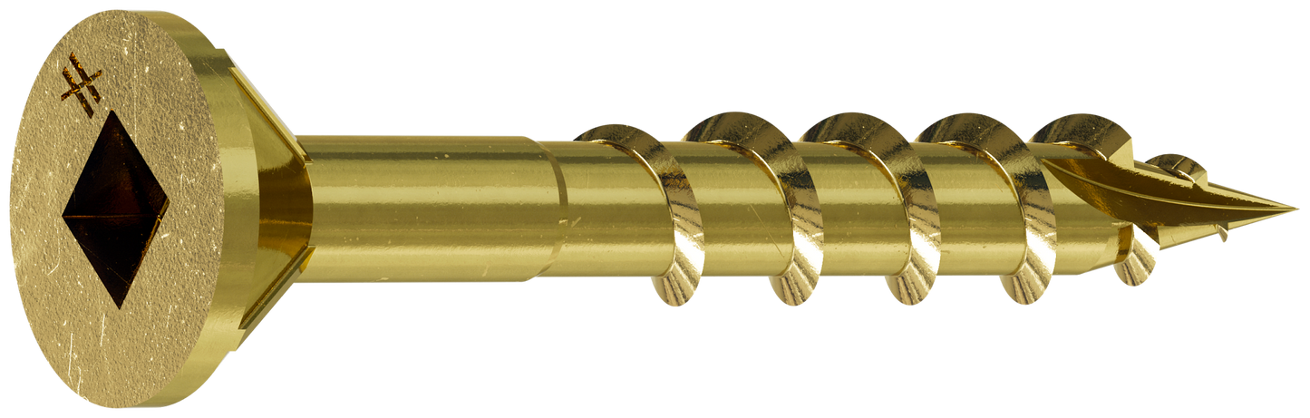 Simpson Strong-Tie WSC114S-17 WSC Wood Screw (Collated) — #8 x 1-1/4 in. #2 Square, Flat Head, Yellow Zinc (2500-Qty)