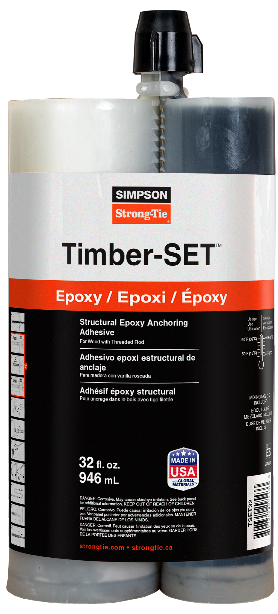 Simpson Strong-Tie TSET32 Timber-SET™ 32 oz. Structural Epoxy Anchoring Adhesive (Pack of 5)