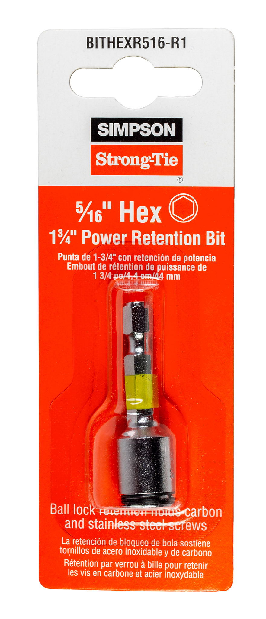 Simpson Strong-Tie BITHEXR516-R1 5/16-in. Hex-Drive 1-3/4 in. Power Bit (Pack of 5)