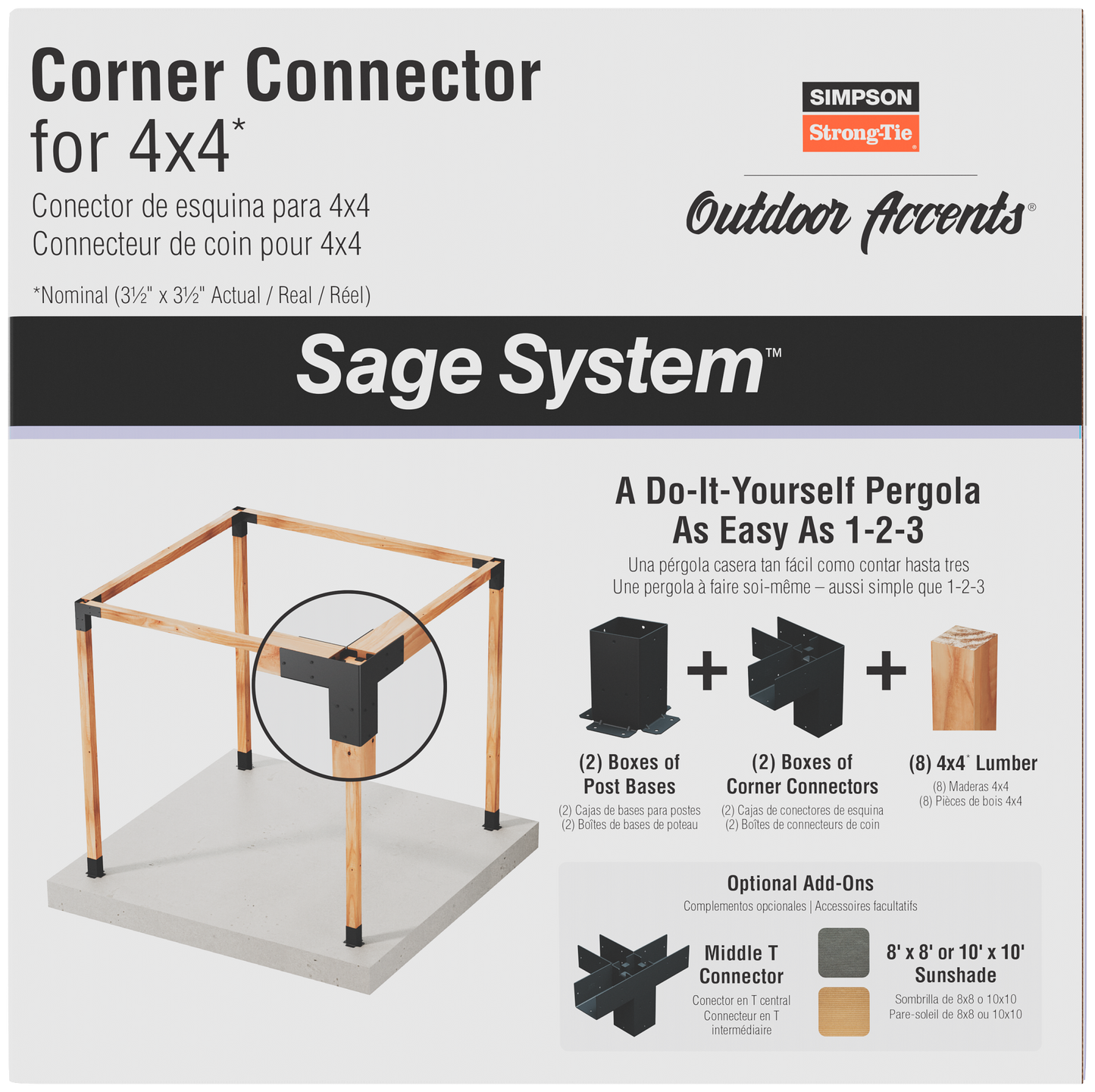 Simpson Strong-Tie SAGE-C44-KT2 Outdoor Accents® Sage System™ Black Powder-Coated Corner Connector for 4x4 with Screws (2-Qty)