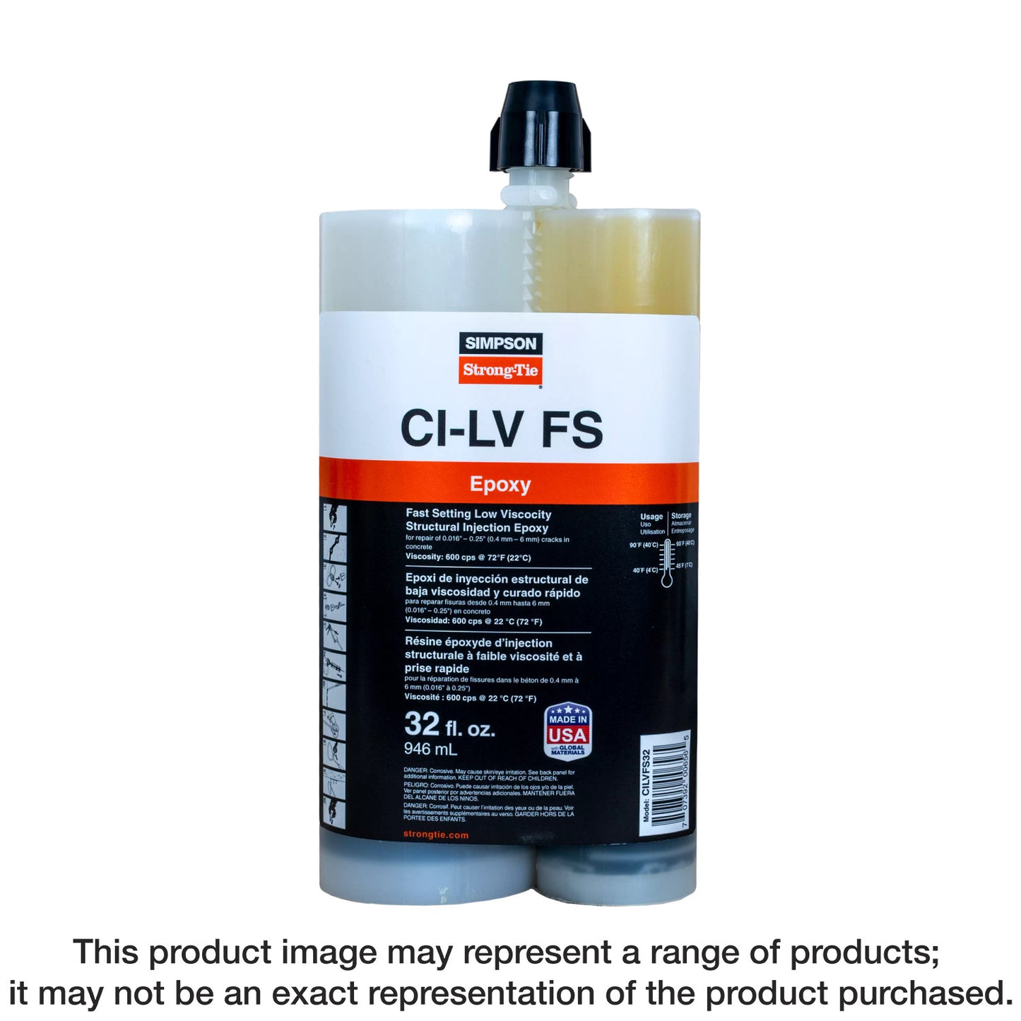 Simpson Strong-Tie CILVFS32 CI-LV FS™ Fast-Setting Low-Viscosity Structural Injection Epoxy (32 oz.)