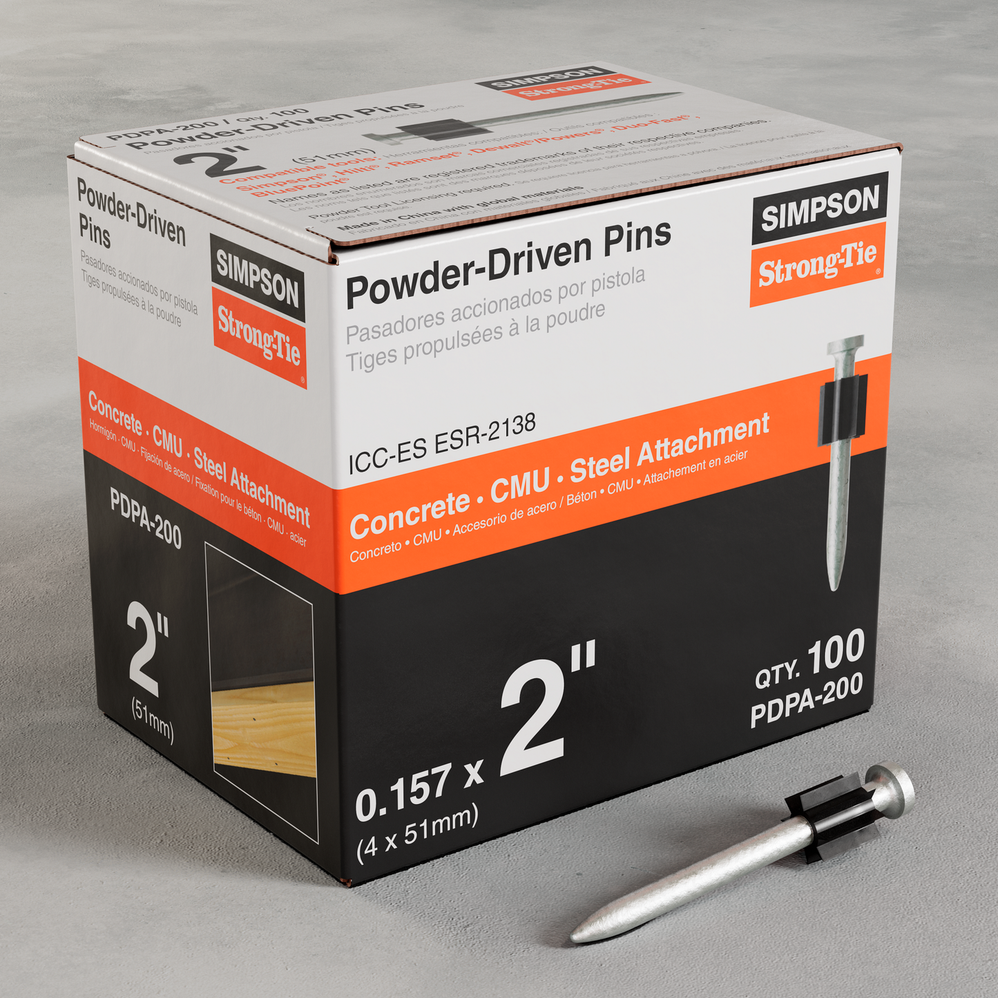 Simpson Strong-Tie PDPA-200 PDPA .157 in. x 2 in. Powder-Actuated Pin (100-Qty) (Pack of 1500)