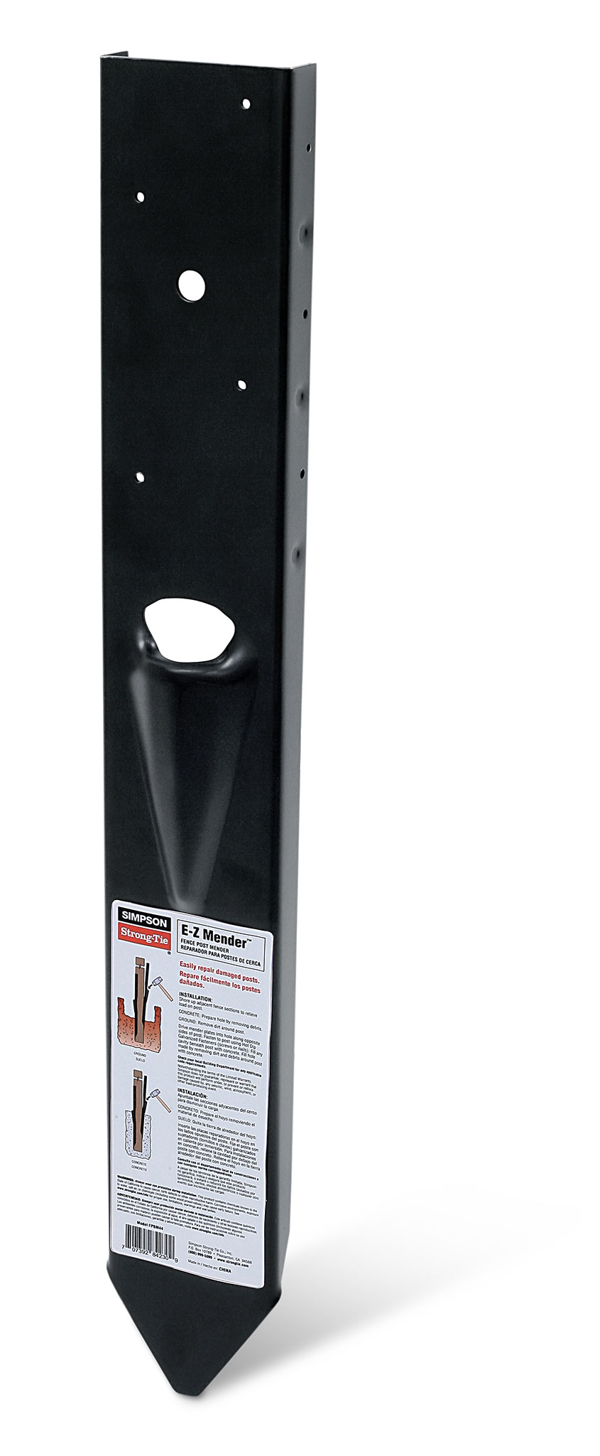Simpson Strong-Tie FPBM44E E-Z Mender™ 12-Gauge Black Powder-Coated Mender Plate for 4x4 Wood Post (Pack of 192)
