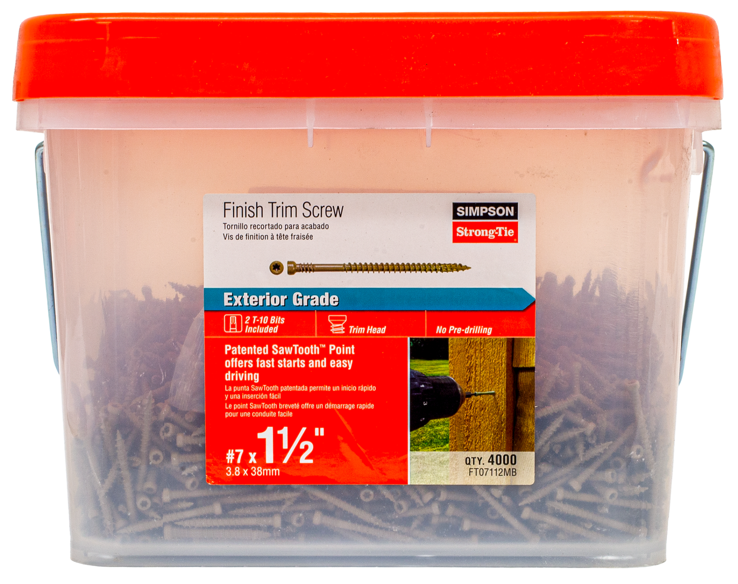 Simpson Strong-Tie FT07112MB Finish Trim Screw — #7 x 1-1/2 in. T10, Trim-Head, Quik Guard®, Tan (4000-Qty)