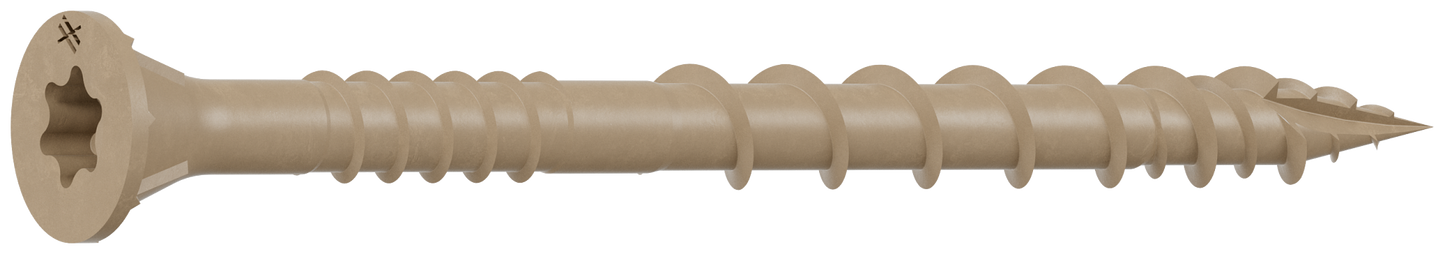 Simpson Strong-Tie DSVT212MB Deck-Drive™ DSV WOOD Screw — #10 x 2-1/2 in. T-25, Flat Head, Quik Guard®, Tan (1750-Qty)
