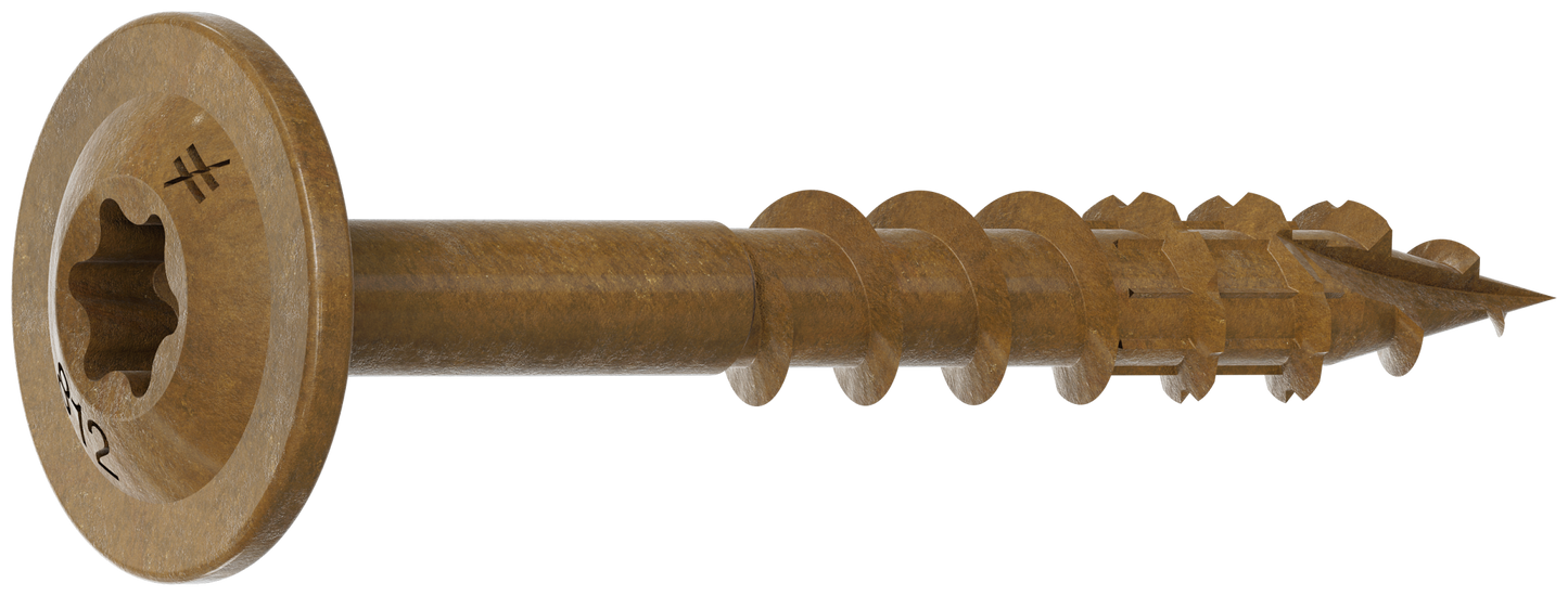Simpson Strong-Tie CBT08114R100 Wafer-Head Construction Screw — #8 x 1-1/4 in. T20, Quik Guard®, Tan (100-Qty) (Pack of 5)