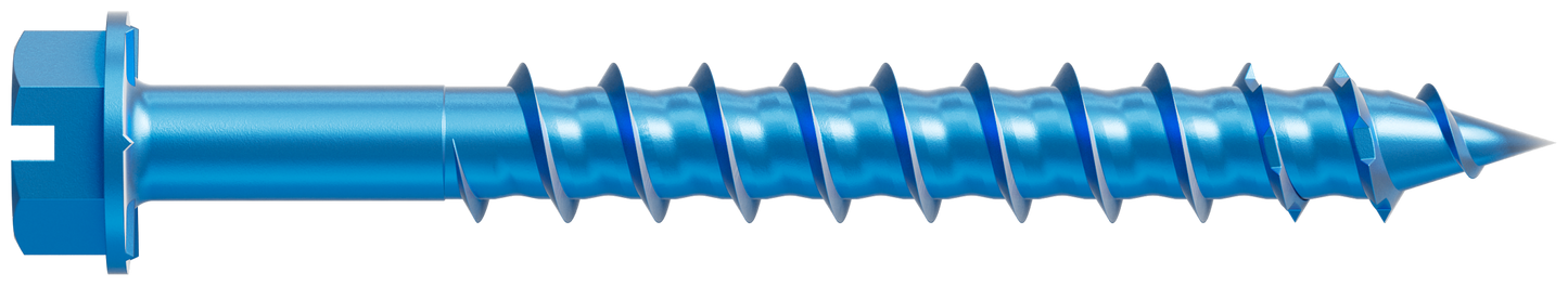 Simpson Strong-Tie TNT25214HC25 Titen Turbo™ — 1/4 in. x 2-1/4 in. Hex-Head Concrete and Masonry Screw, Blue (25-Qty) (Pack of 1440)