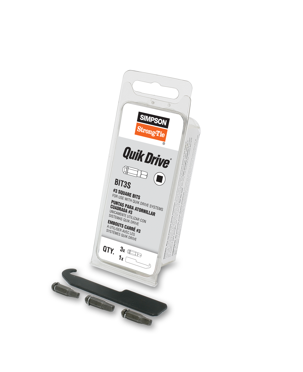 Simpson Strong-Tie BIT3S-RC3 Quik Drive® #3 Square-Drive Bit (3-Qty)