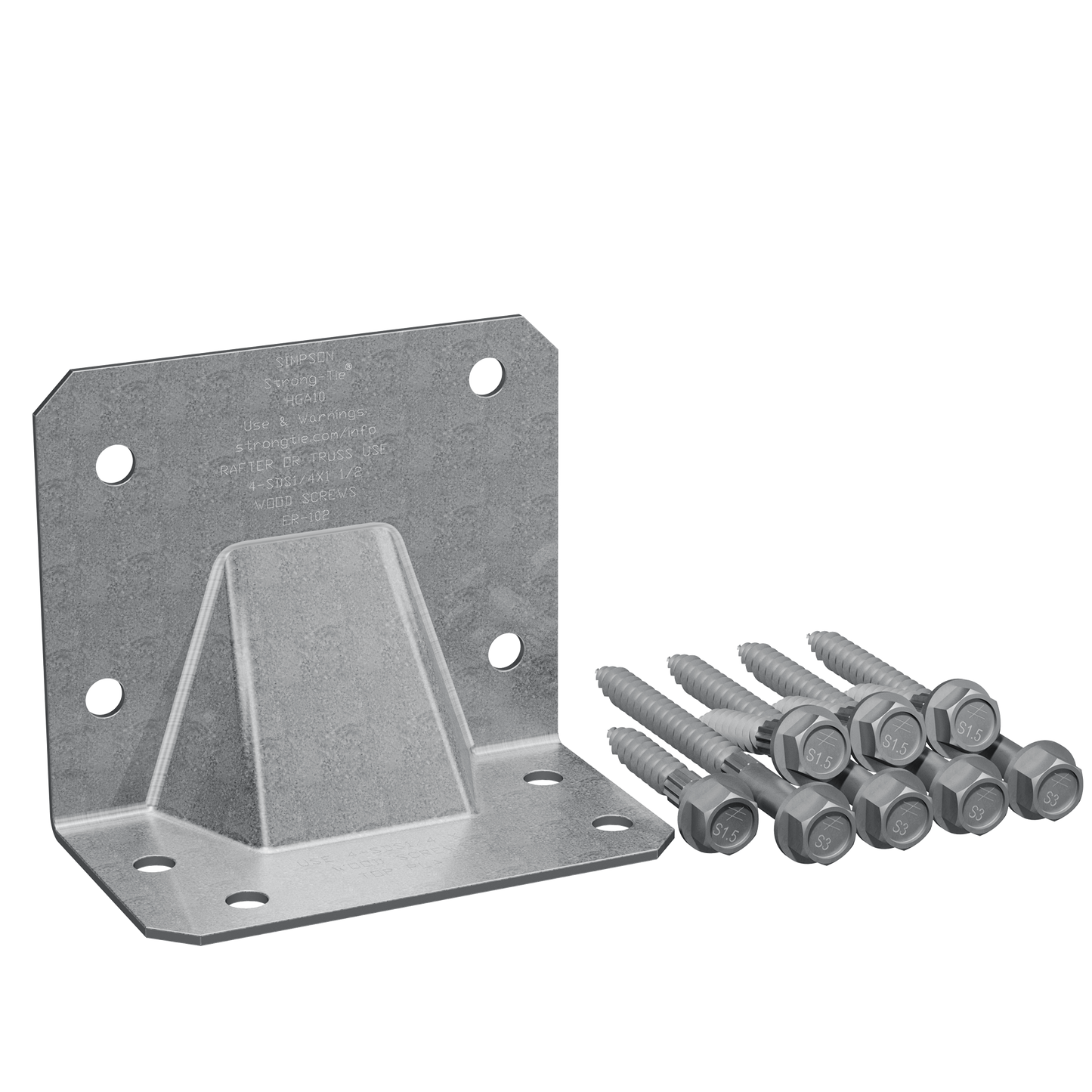 Simpson Strong-Tie HGA10KT HGA Galvanized Hurricane Gusset Angle with SDS Screws (10-Qty)