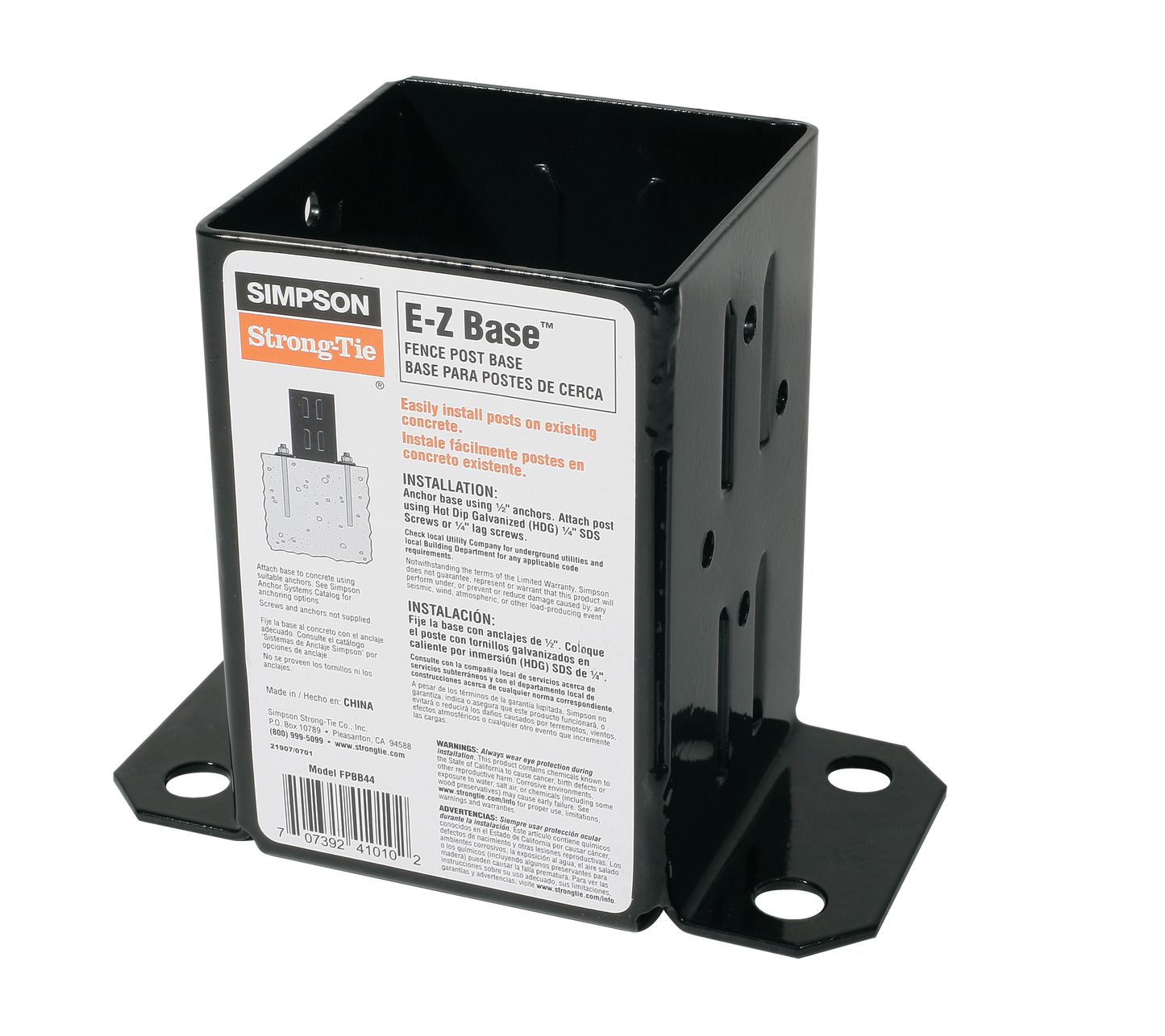Simpson Strong-Tie FPBB44 E-Z Base™ Black Powder-Coated Post Base for 4x4 (Pack of 10)