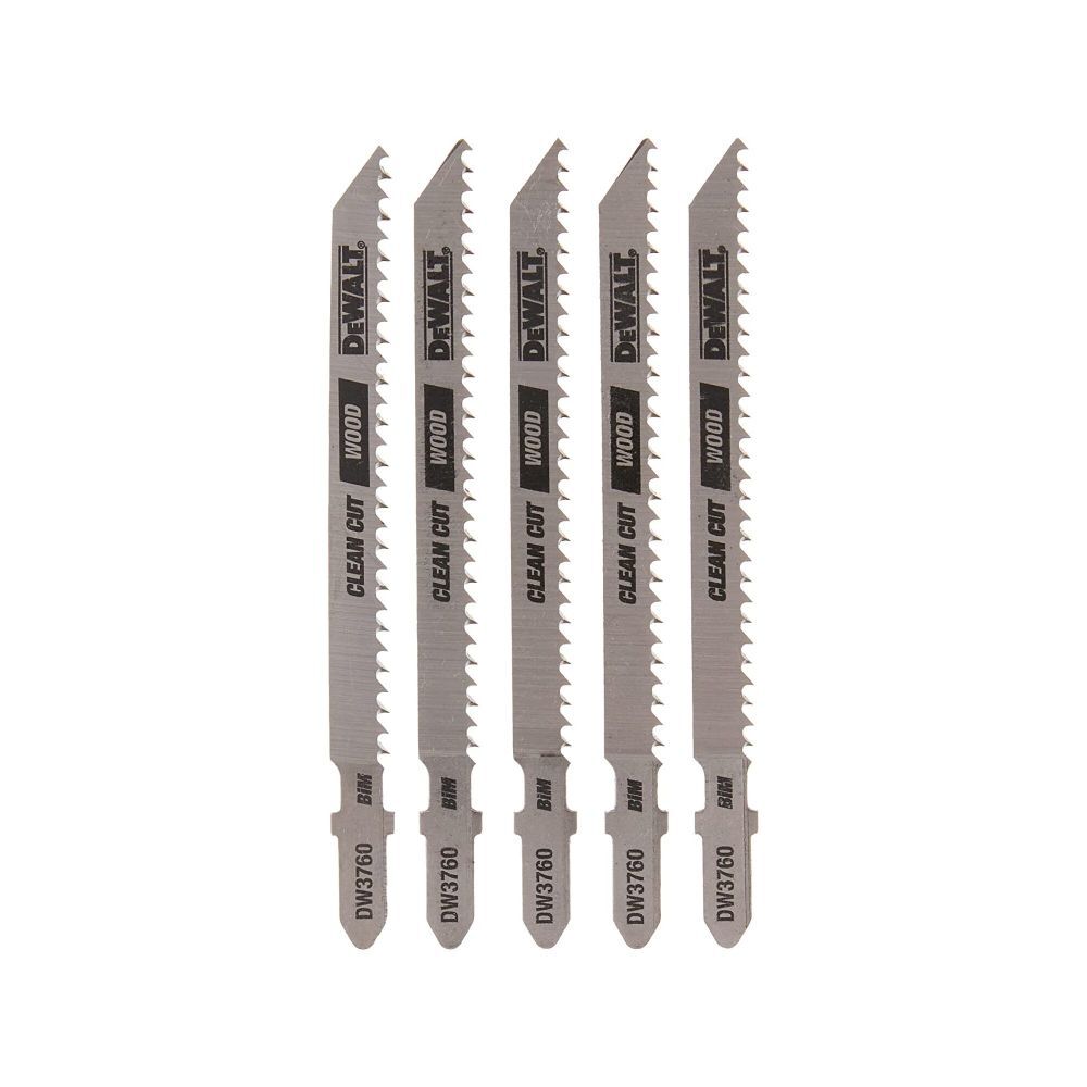 DeWalt DW3760-5 4-Inch 10Tpi Fine Finish Wood Cut T-Shank Jig Saw Blade (5-Pack)
