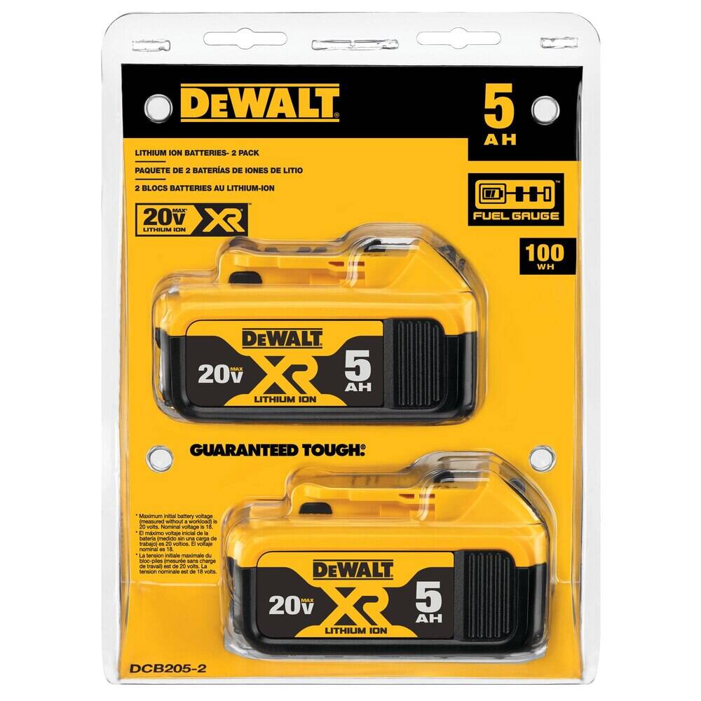 DEWALT DCB205-2 20V Max XR 20V Battery, 5.0-Ah, 2-Pack