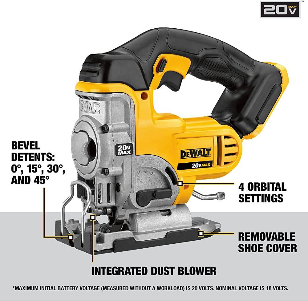DEWALT 20V MAX Jig Saw, Tool Only (DCS331B) , Yellow