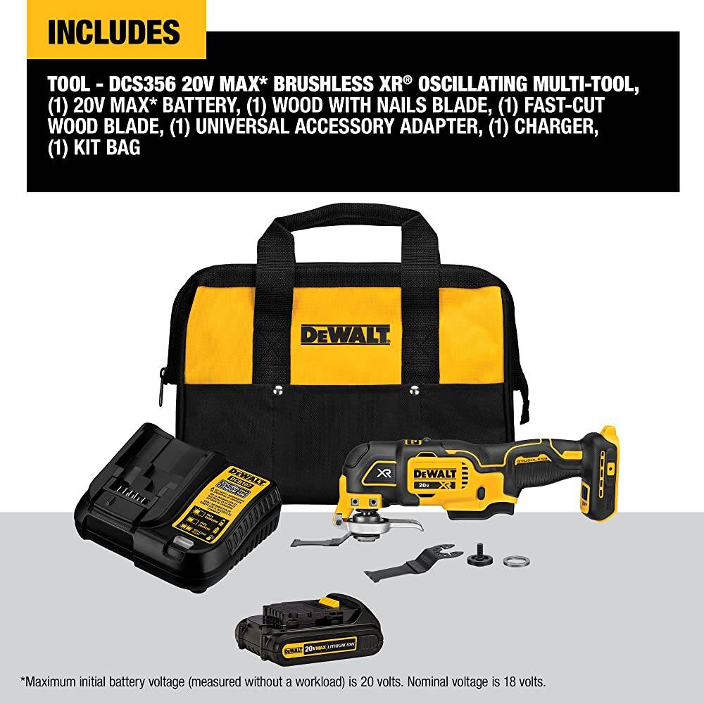 DEWALT 20V MAX* XR Oscillating Tool Kit 3-Speed (DCS356C1)