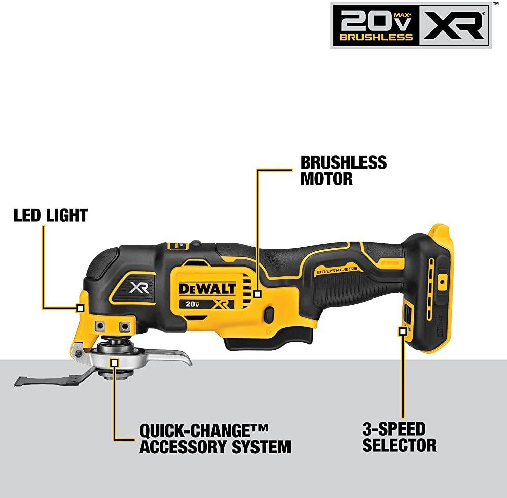 DEWALT 20V MAX* XR Oscillating Tool Kit 3-Speed (DCS356C1)