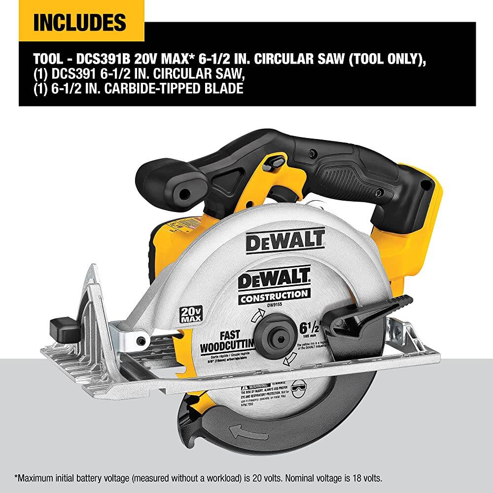 DEWALT DCS391B 6-1/2-Inch 20V MAX* Circular Saw (Tool Only)