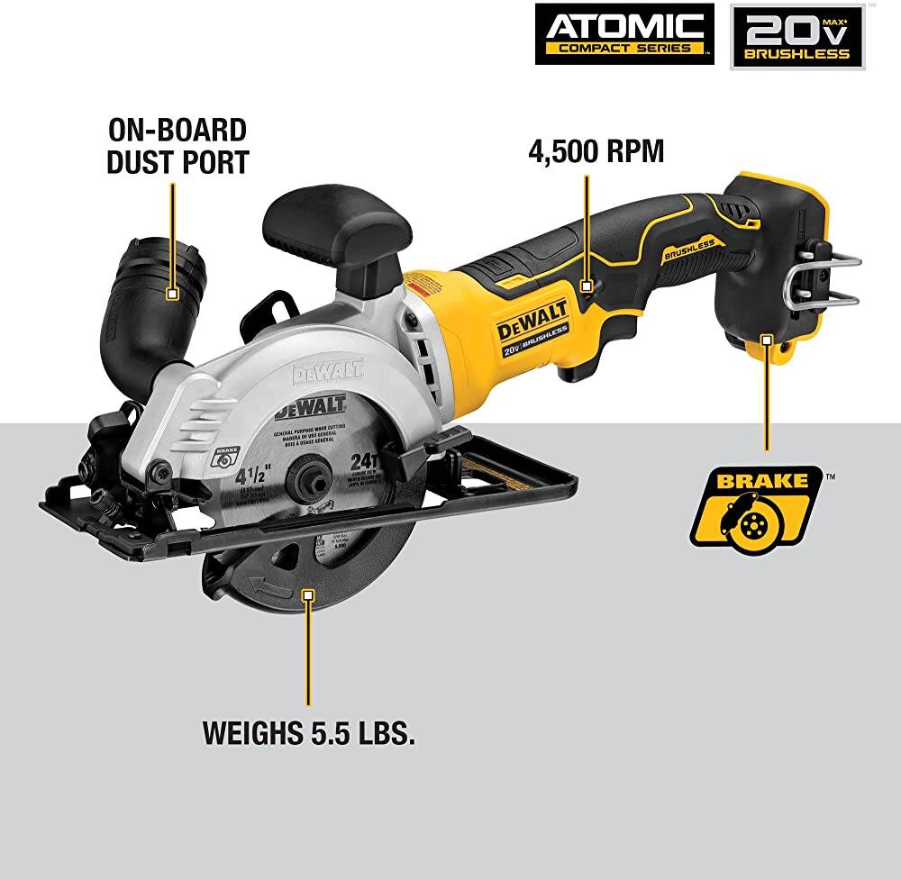 DEWALT DCS571P1 ATOMIC 20V MAX Circular Saw Kit, 4-1/2-Inch