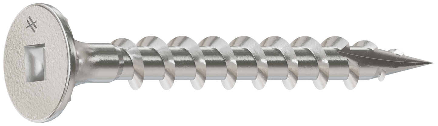 Simpson Strong-Tie T08C162WQC Fiber-Cement Screw — #8 x 1-5/8 in. #2 Square Wafer-Head, Type 316 (100-Qty)