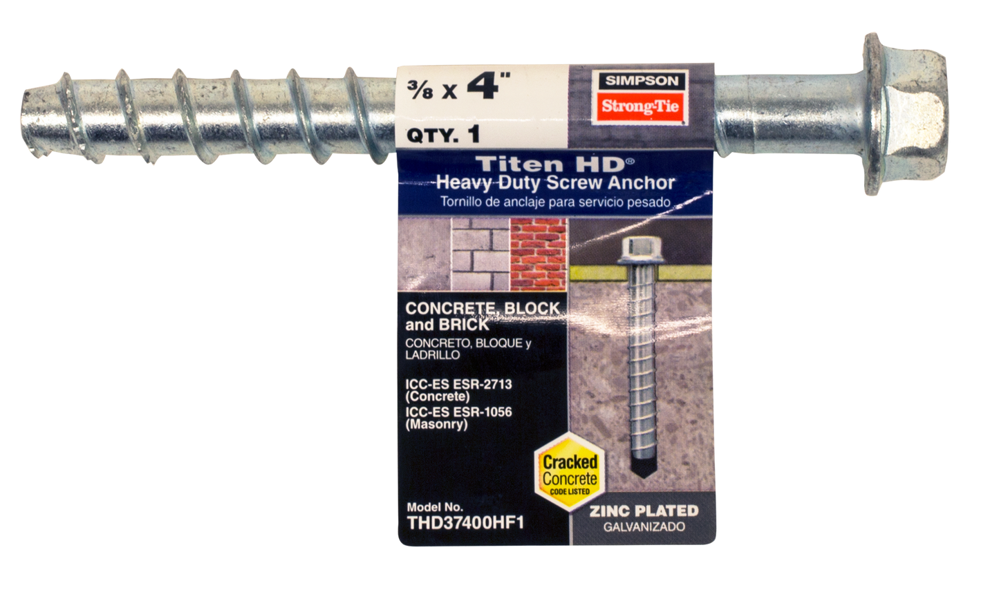 Simpson Strong-Tie THD37400HF1 Titen HD® 3/8 in. x 4 in. Heavy-Duty Screw Anchor (Pack of 14880)