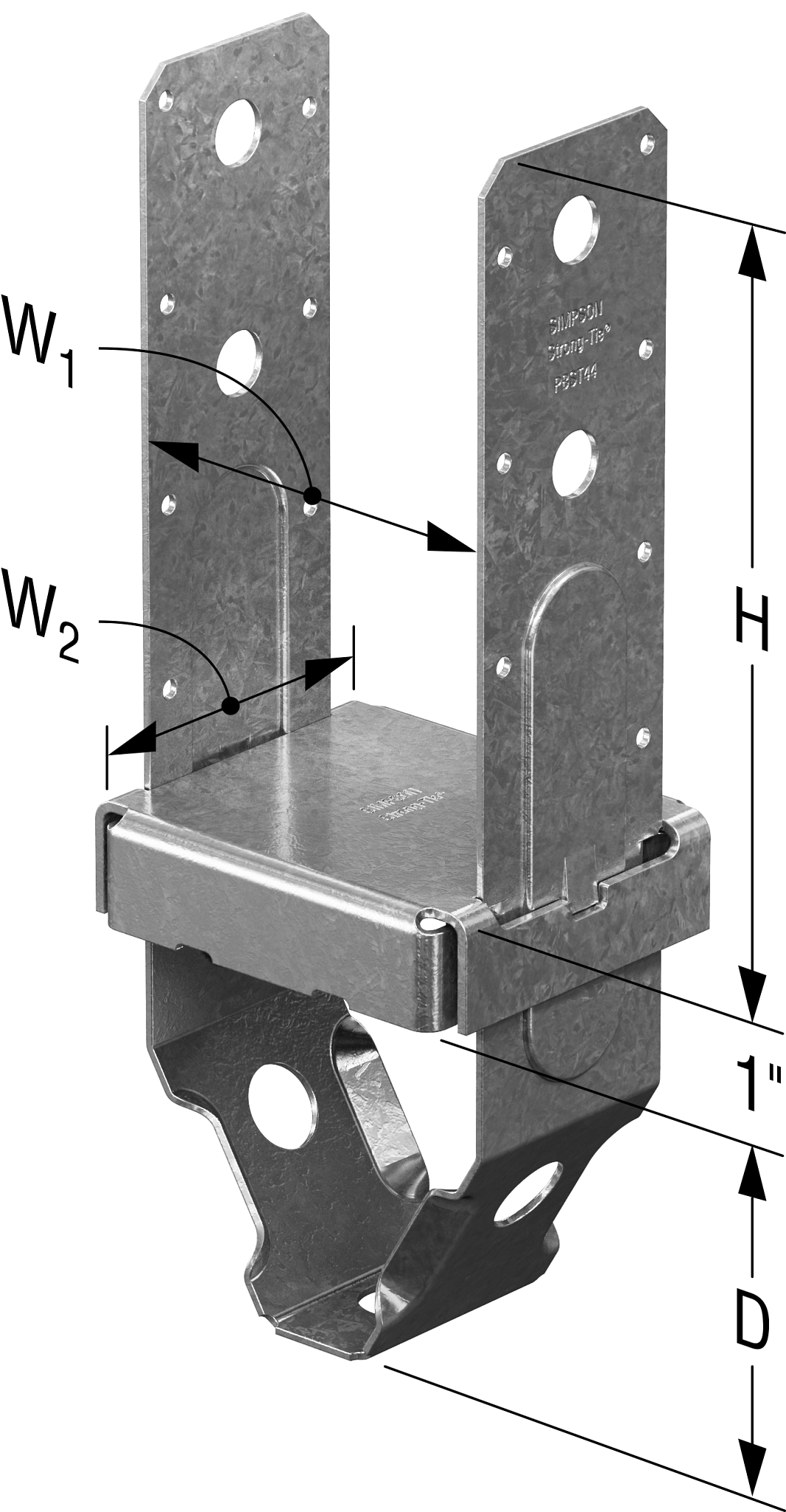 Simpson Strong-Tie PBST44Z PBST™ ZMAX® Galvanized Standoff Post Base for 4x4 (Pack of 600)