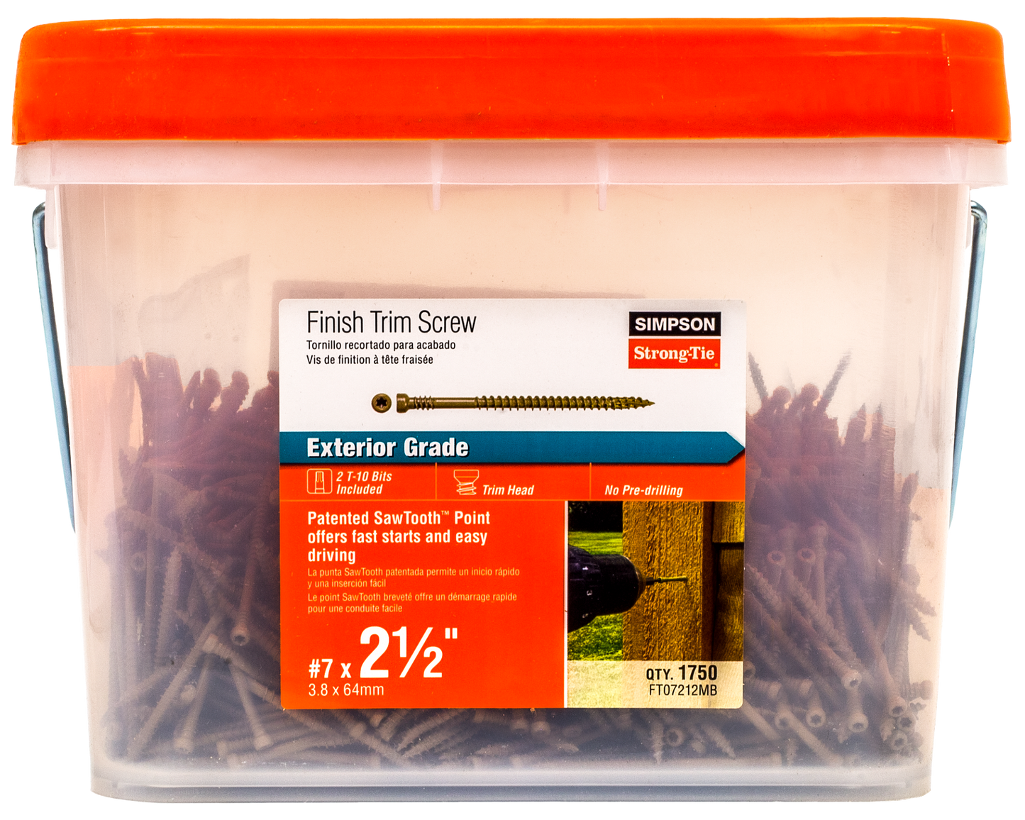 Simpson Strong-Tie FT07212MB Finish Trim Screw — #7 x 2-1/2 in. T10, Trim-Head, Quik Guard®, Tan (1750-Qty)