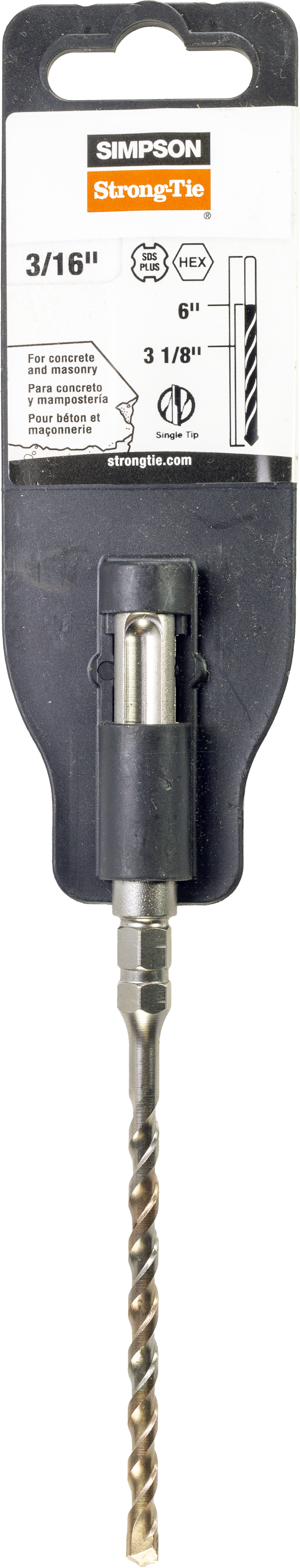 Simpson Strong-Tie MDPL01806H 3/16 in. x 6 in. SDS-plus® Titen® Screw Drill Bit/Driver
