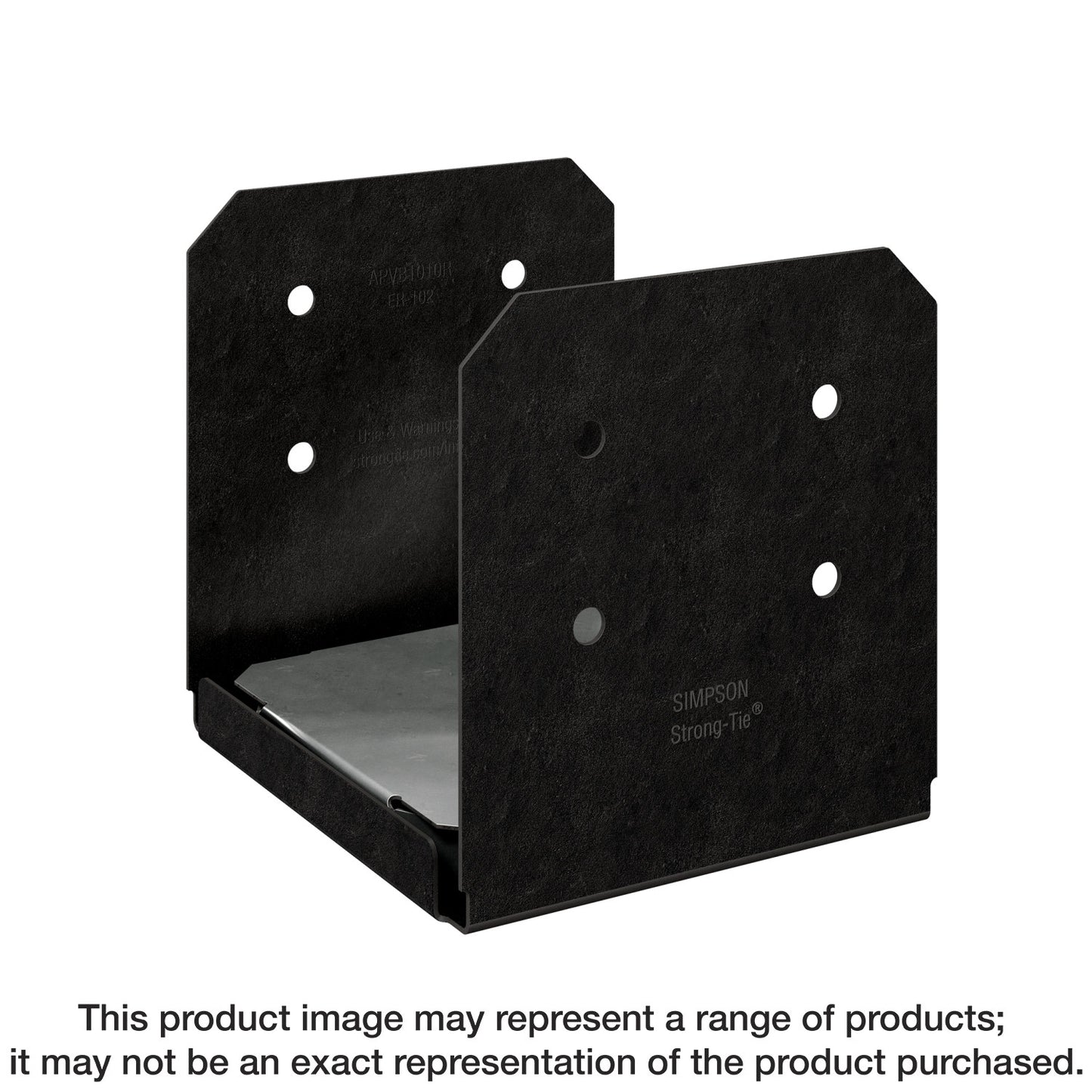 Simpson Strong-Tie APVB1010R Outdoor Accents® Avant Collection™ ZMAX®, Black Powder-Coated Post Base for 10x10 Rough (Pack of 2)