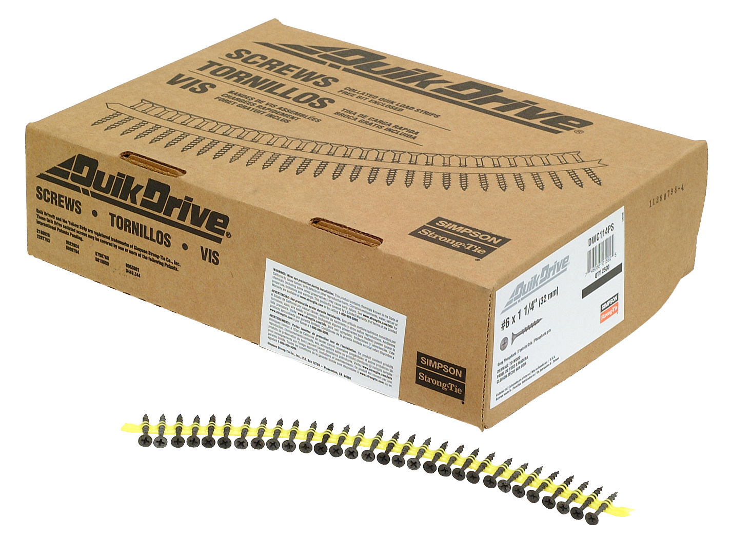 Simpson Strong-Tie DWC114PS DWC Drywall Screw (Collated) — #6 x 1-1/4 in. #2 Phillips Bugle-Head (2500-Qty)