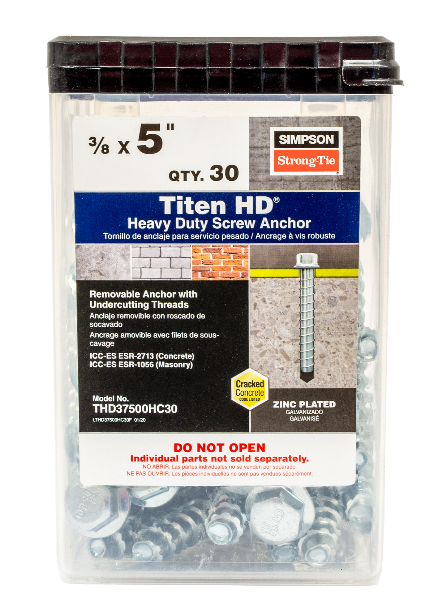 Simpson Strong-Tie THD37500HC30 Titen HD® 3/8 in. x 5 in. Heavy-Duty Screw Anchor (30-Qty) (Pack of 360)